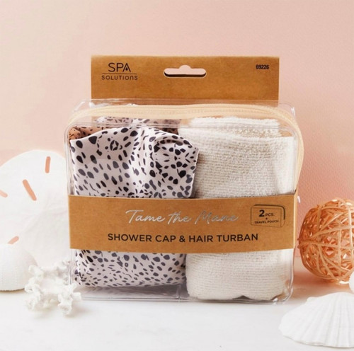Cala SHOWER CAP & TURBAN SET (LEOPARD)
