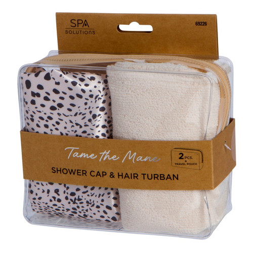 cala SHOWER CAP & TURBAN SET (LEOPARD)