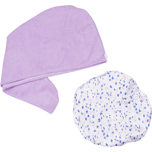 Cala SHOWER CAP & TURBAN SET (PINK HUES LEOPARD)