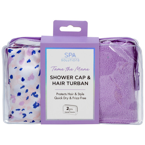 cala SHOWER CAP & TURBAN SET (PINK HUES LEOPARD)