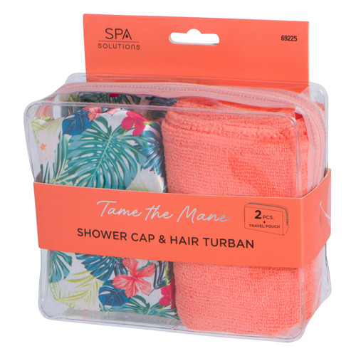 cala SHOWER CAP & TURBAN SET- TROPICAL