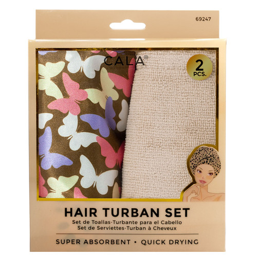 cala SHOWER TURBAN SET: BUTTERFLIES