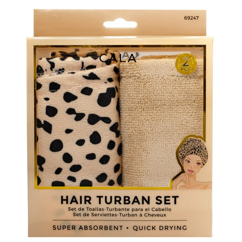 cala SHOWER TURBAN SET: CHEETAH/BEIGE