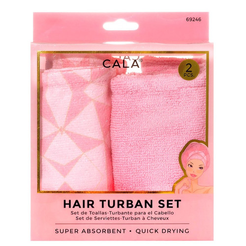 cala SHOWER TURBAN SET: GEOMETRIC/PINK