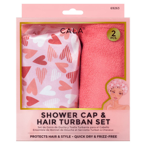 cala SHOWER TURBAN SET: HEARTS