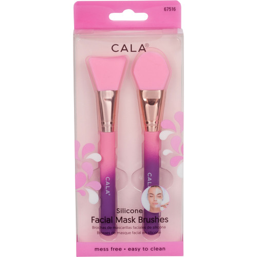 cala SILICONE FACIAL MASK BRUSH: PINK (2PC)