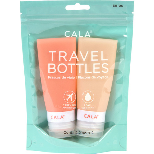 Cala SILICONE TRAVEL BOTTLES: CORAL (2 Bottles / 2.2oz )