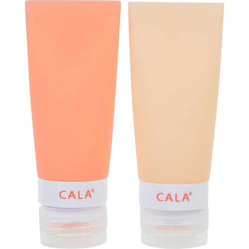 cala SILICONE TRAVEL BOTTLES: CORAL (2 bottles / 2.2oz )