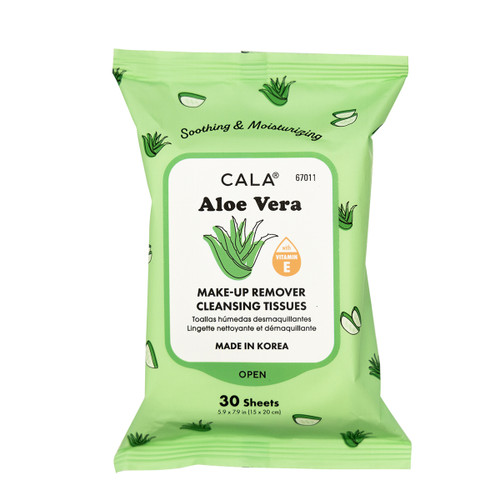 cala MAKEUP REMOVER CLEANSING TISSUES: ALOE VERA (30 SHEETS)