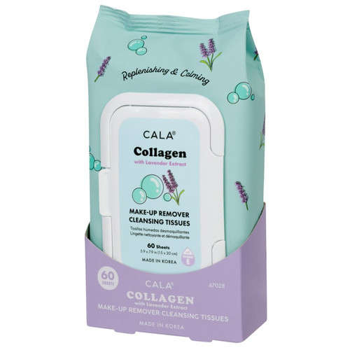 cala MAKEUP REMOVER CLEANSING TISSUES: COLLAGEN (60 SHEETS)