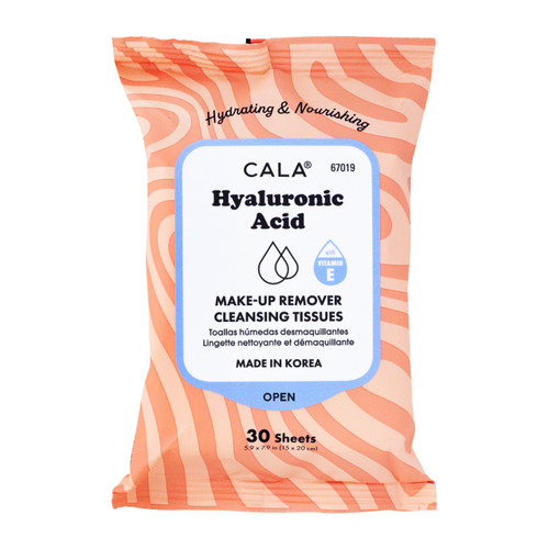 cala MAKEUP REMOVER CLEANSING TISSUES: HYALURONIC ACID (30 SHEETS)