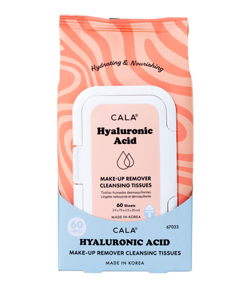 cala MAKEUP REMOVER CLEANSING TISSUES: HYALURONIC ACID (60 SHEETS)