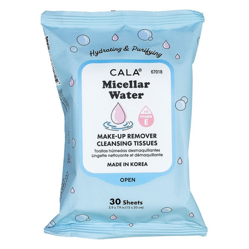cala MAKEUP REMOVER CLEANSING TISSUES: MICELLAR WATER (30 SHEETS)