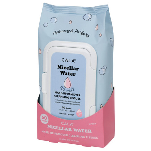 cala MAKEUP REMOVER CLEANSING TISSUES: MICELLAR WATER (60 SHEETS)