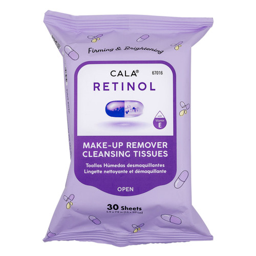cala MAKEUP REMOVER CLEANSING TISSUES: RETINOL (30 SHEETS)