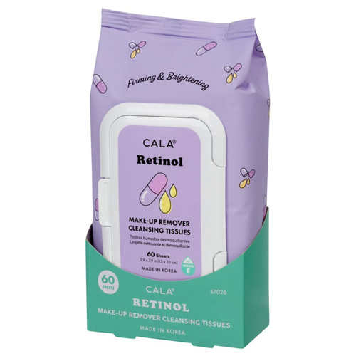 cala MAKEUP REMOVER CLEANSING TISSUES: RETINOL (60 SHEETS)