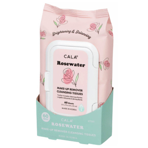 cala MAKEUP REMOVER CLEANSING TISSUES: ROSE WATER (60 SHEETS)