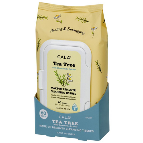 cala MAKEUP REMOVER CLEANSING TISSUES: TEA TREE (60 SHEETS)