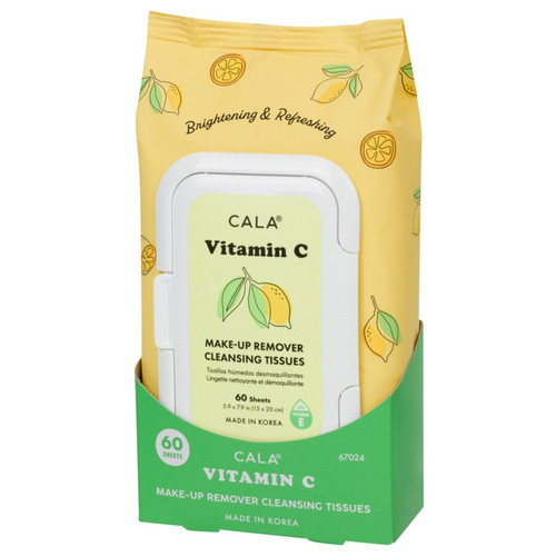 cala MAKEUP REMOVER CLEANSING TISSUES: VITAMIN C (60 SHEETS)