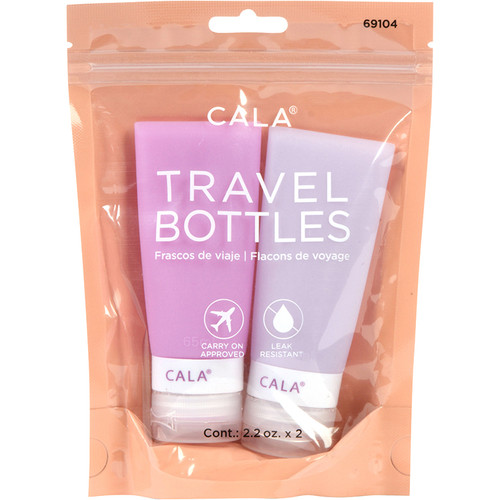 Cala SILICONE TRAVEL BOTTLES: LAVENDER (2 Bottles / 2.2oz )