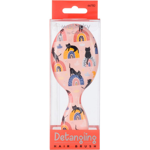 Cala WET-N-DRY MINI DETANGLING HAIR BRUSH (CATS RAINBOWS)