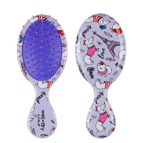 cala WET-N-DRY MINI DETANGLING HAIR BRUSH (PARIS POOCH)