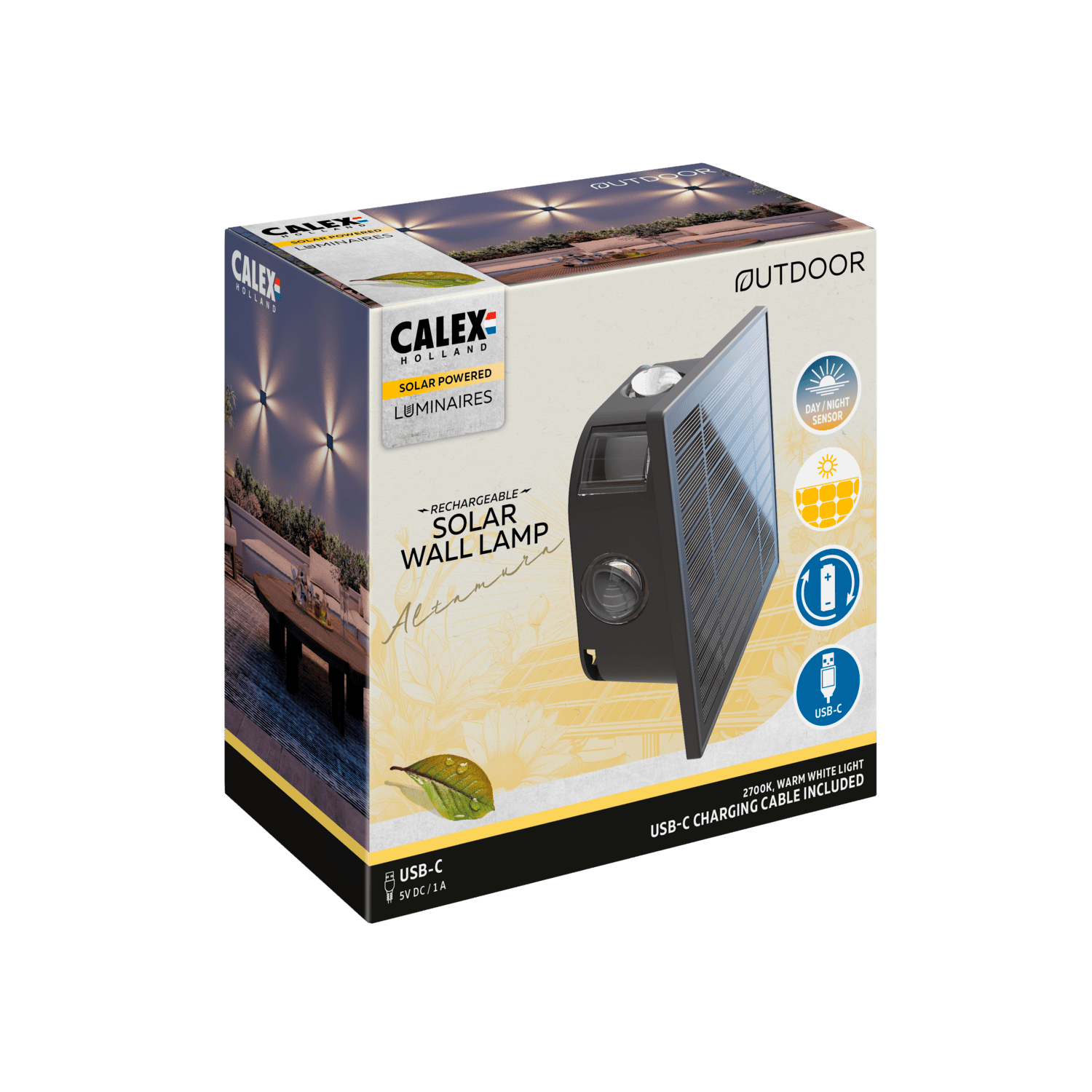 Calex Calex Altamura Solar Wall Light - Black