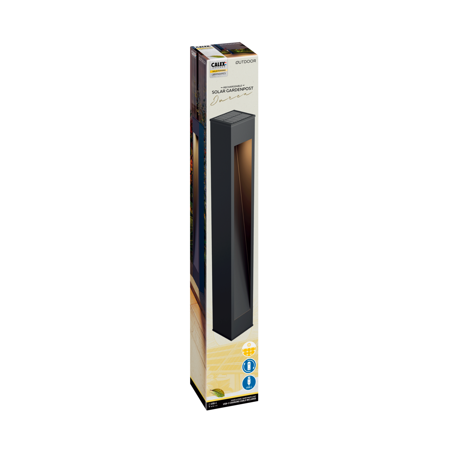 Calex Calex Ivrea Solar Garden Post - Black