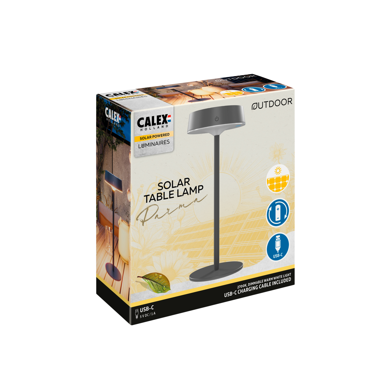 Calex Calex Parma Solar Table Light - Black