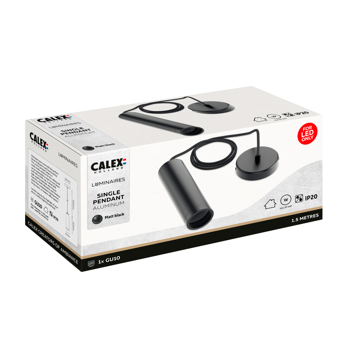 Calex Calex Pendel 1 Light - GU10 - Black