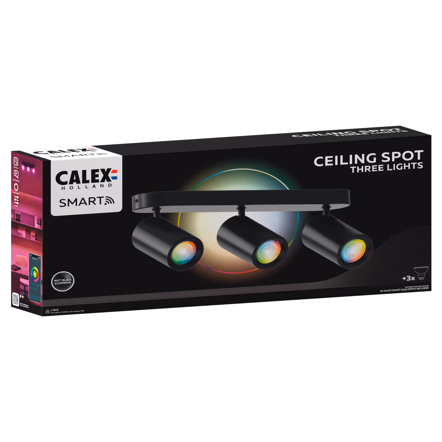 Calex Calex Smart Ceiling Light - 3 Light Spot - Black