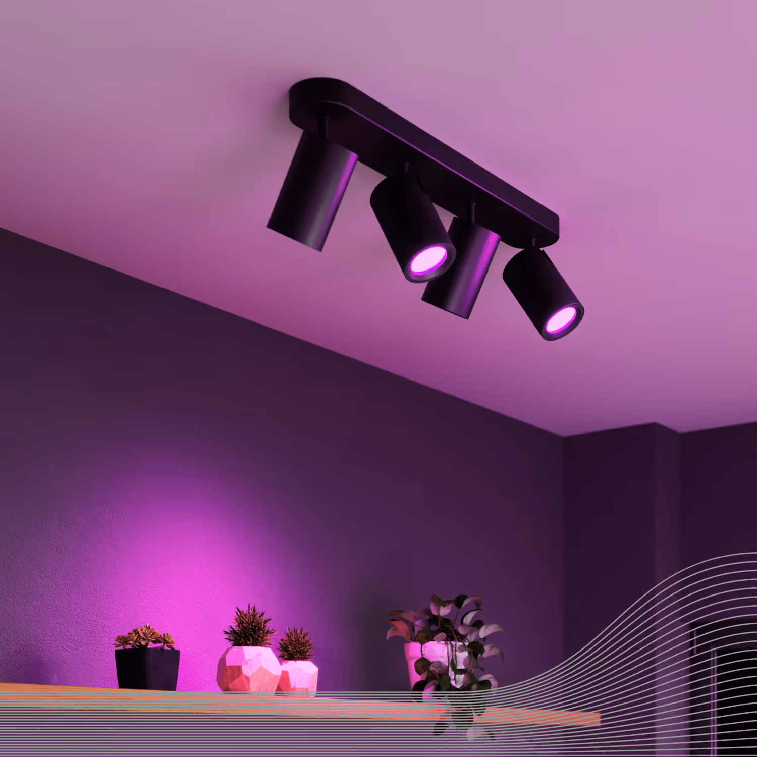 Calex Calex Smart Ceiling Light - 4 Light Spot - Black