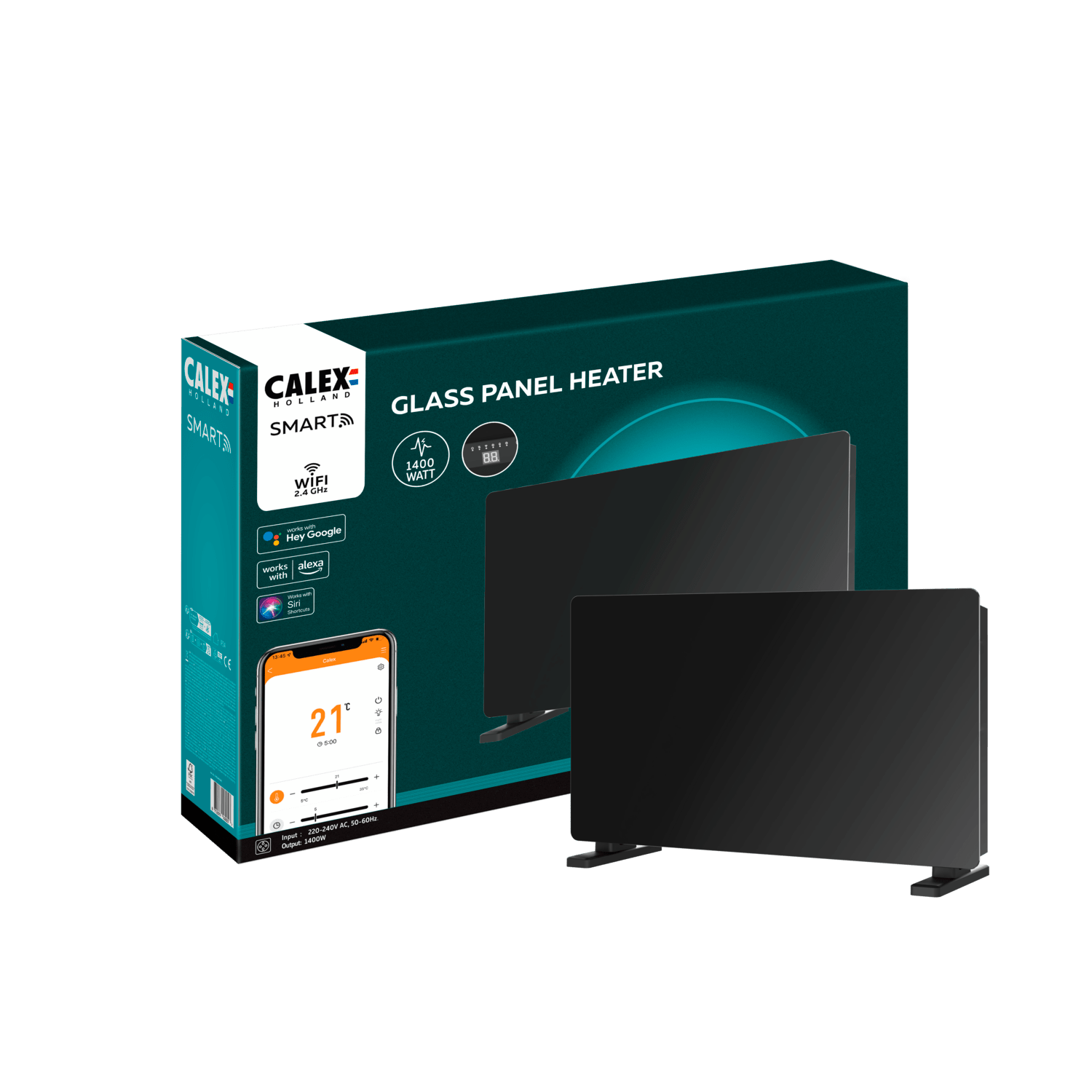 Calex Calex Smart Panel Heater - 1400W - Black