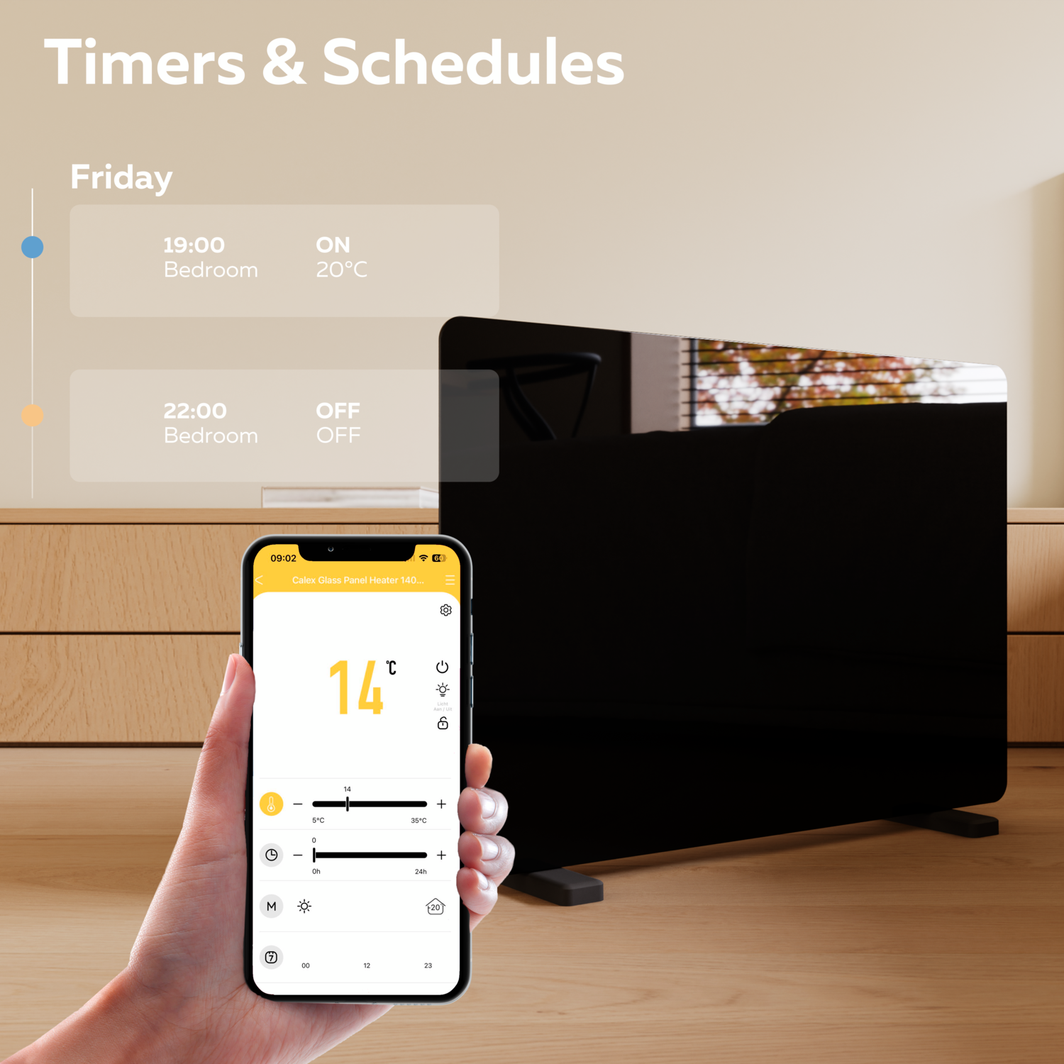 Calex Calex Smart Panel Heater - 1400W - Black