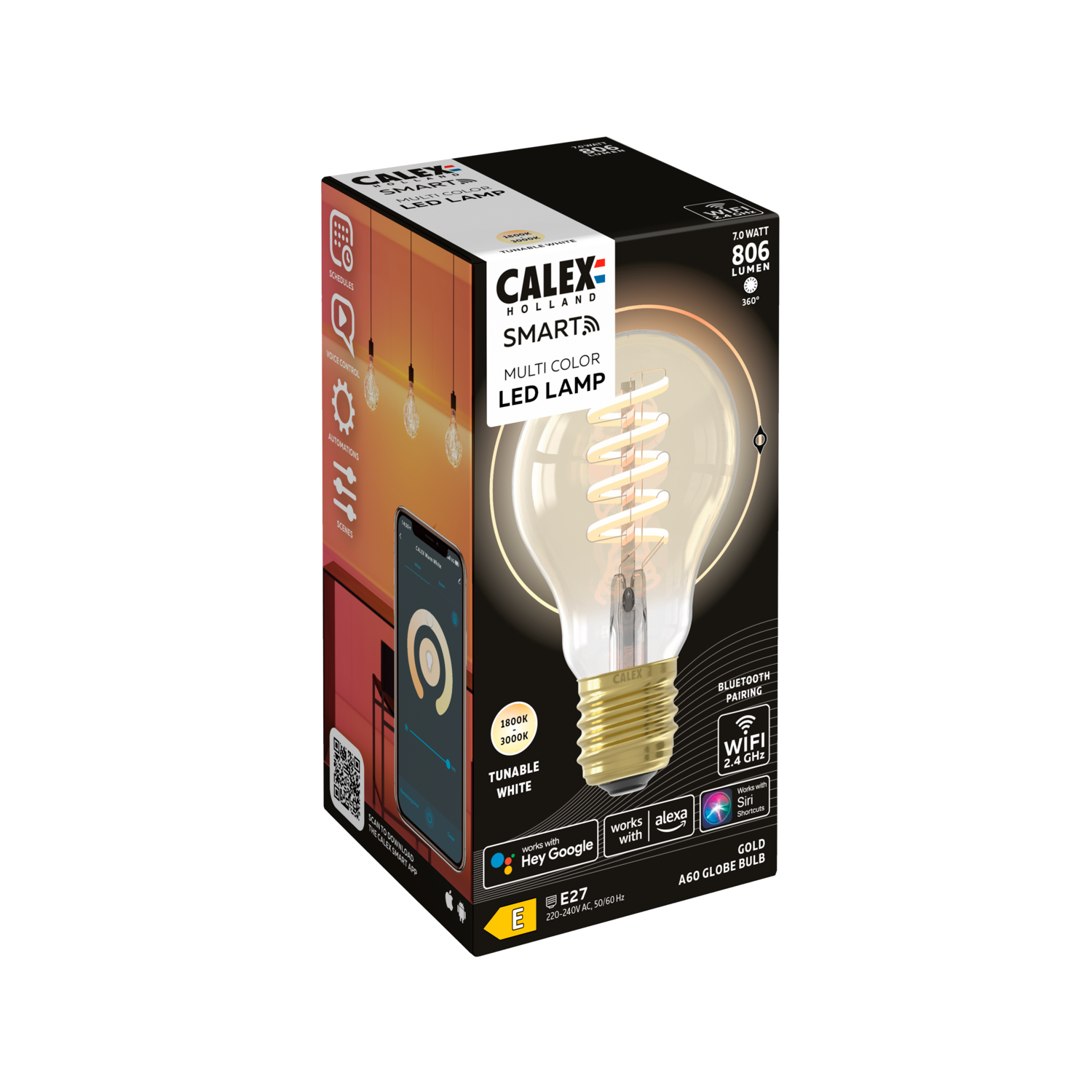 Calex Calex Smart Spiral LED Bulb - E27 - A60 - CCT - Gold