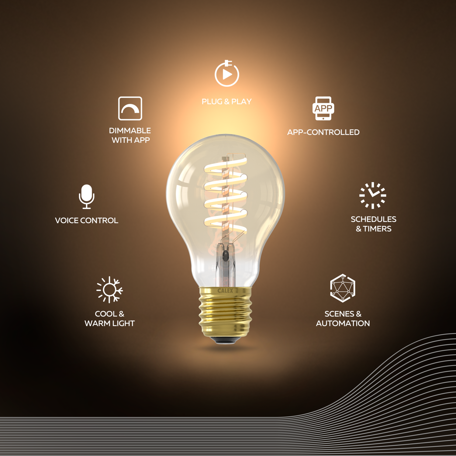 Calex Calex Smart Spiral LED Bulb - E27 - A60 - CCT - Gold