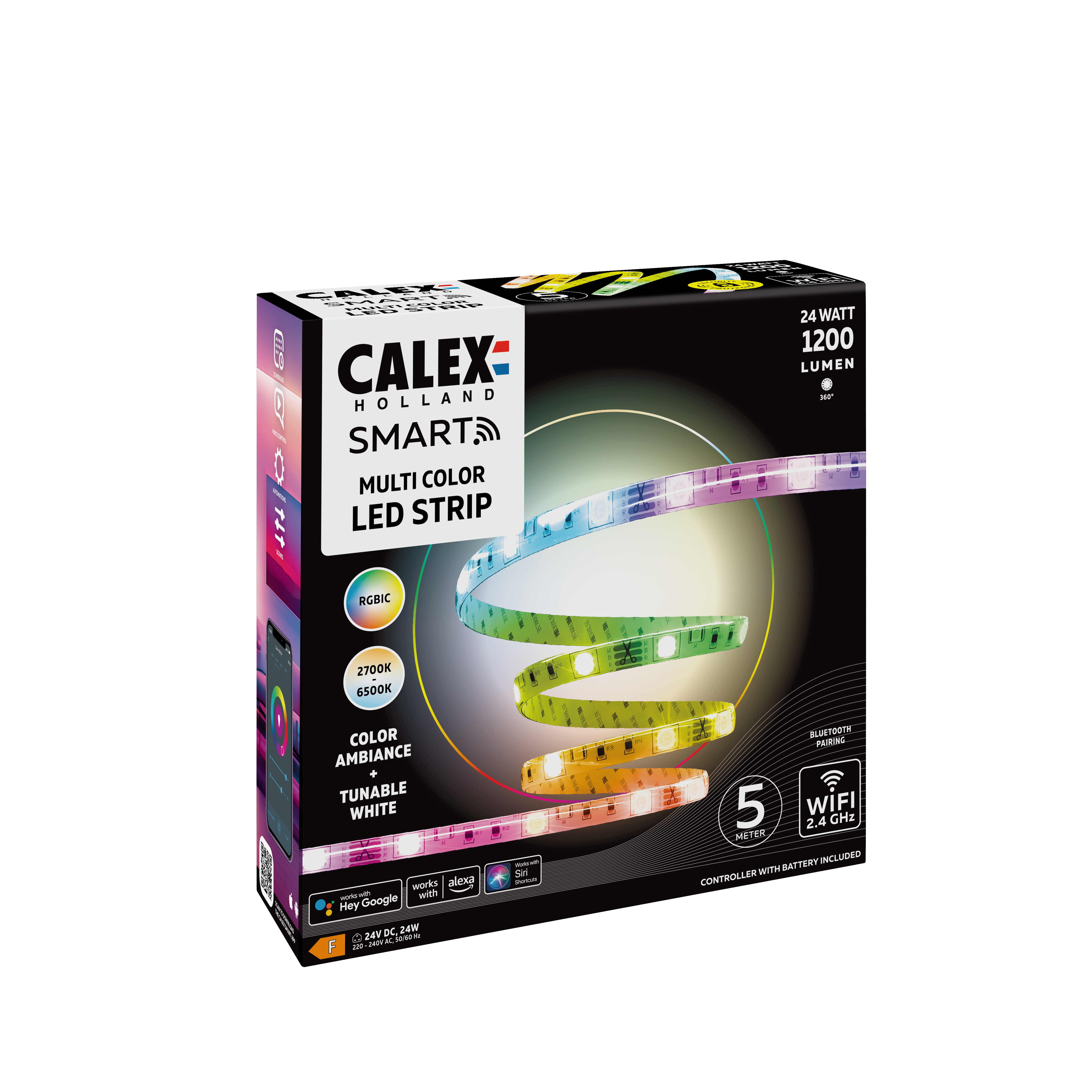Calex Calex Smart Strip Light - 5m - RGBIC + CCT (UK Plug)