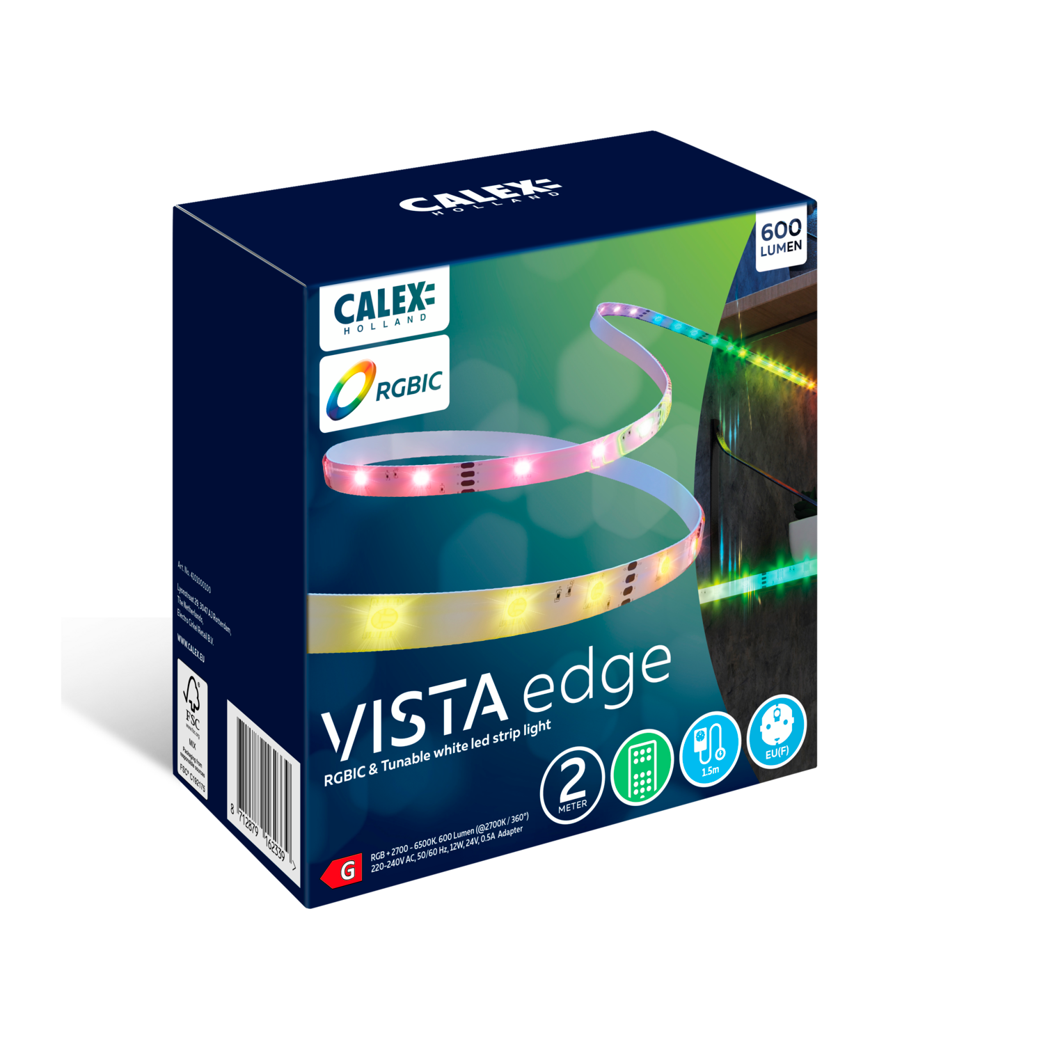 Calex Calex Vista LED Strip - 2M - RGBIC + CCT