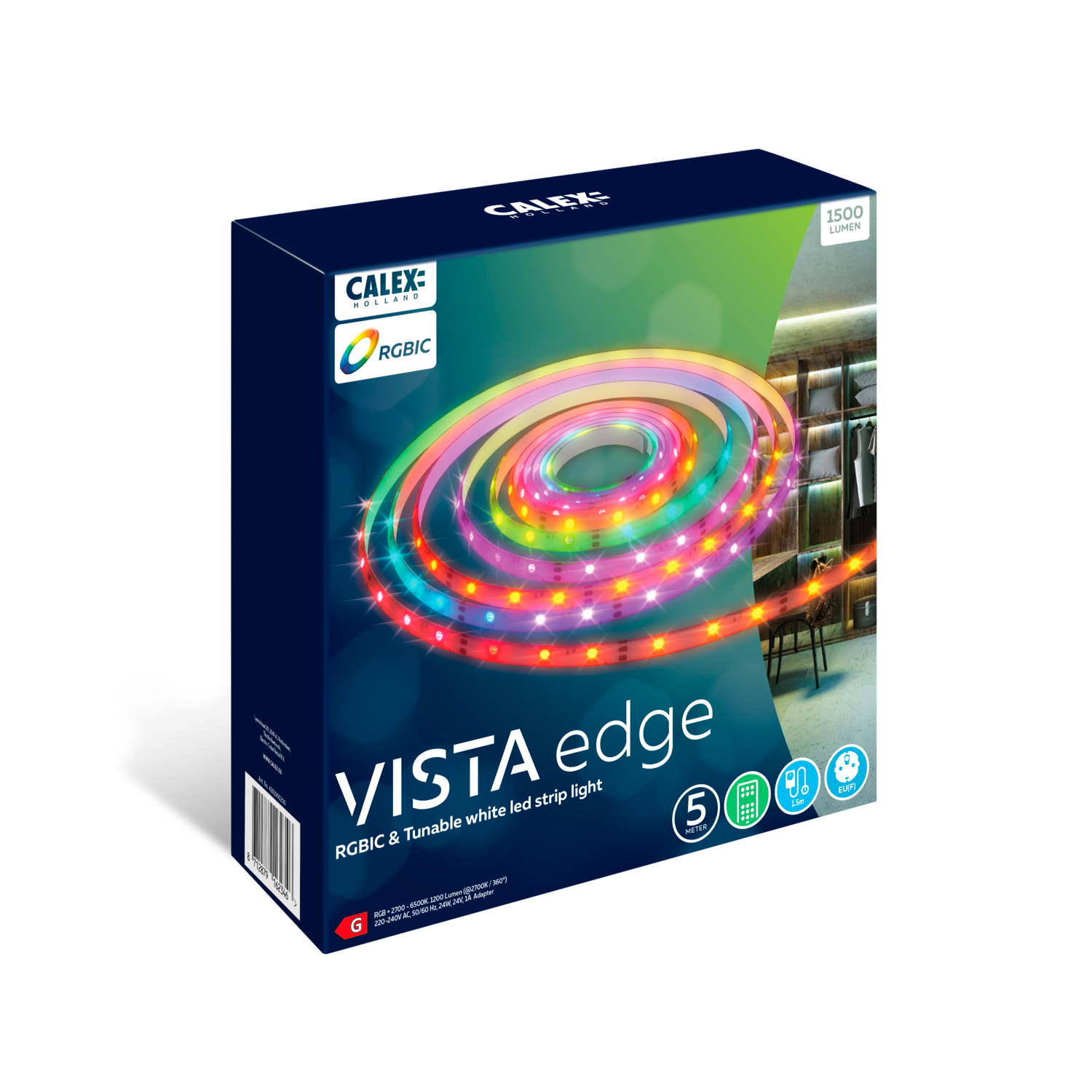 Calex Calex Vista LED Strip - 5M - RGBIC + CCT