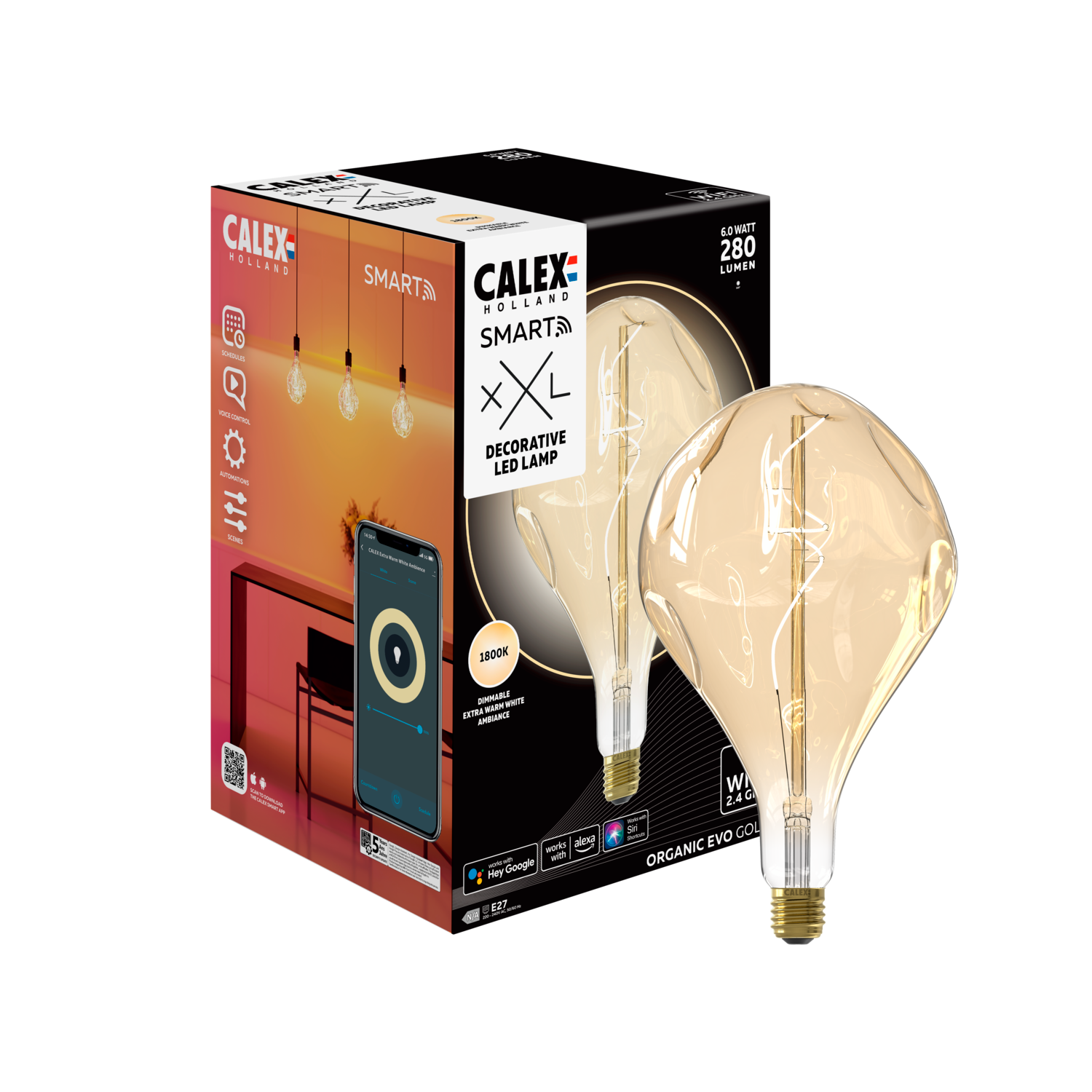 Calex Calex EVO Smart LED Bulb - E27 - Filament - Gold - WarmWhite-6W