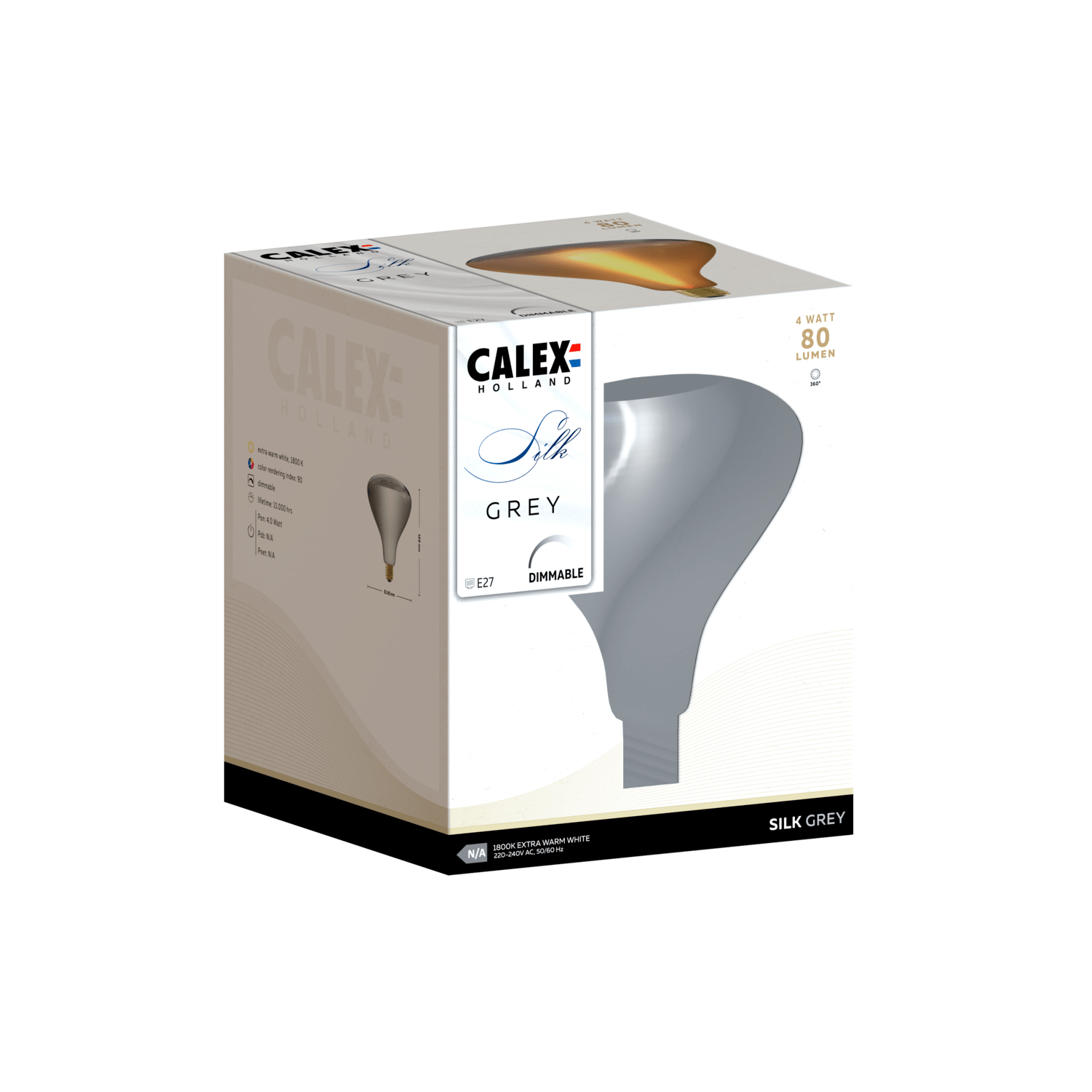 Calex Calex Silk LED Bulb - R140 - Grey - E27 - 4W - Dimmable