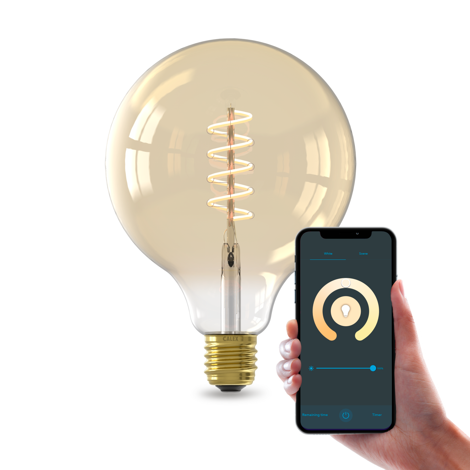 Calex Calex Smart Spiral LED Bulb - E27 - G125 - CCT - Gold