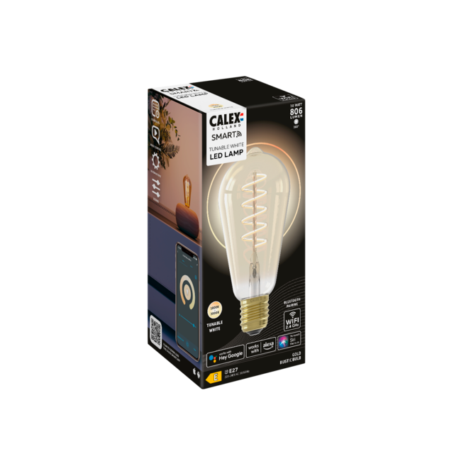 Calex Calex Smart Spiral LED Bulb - E27 - ST64 - CCT - Gold