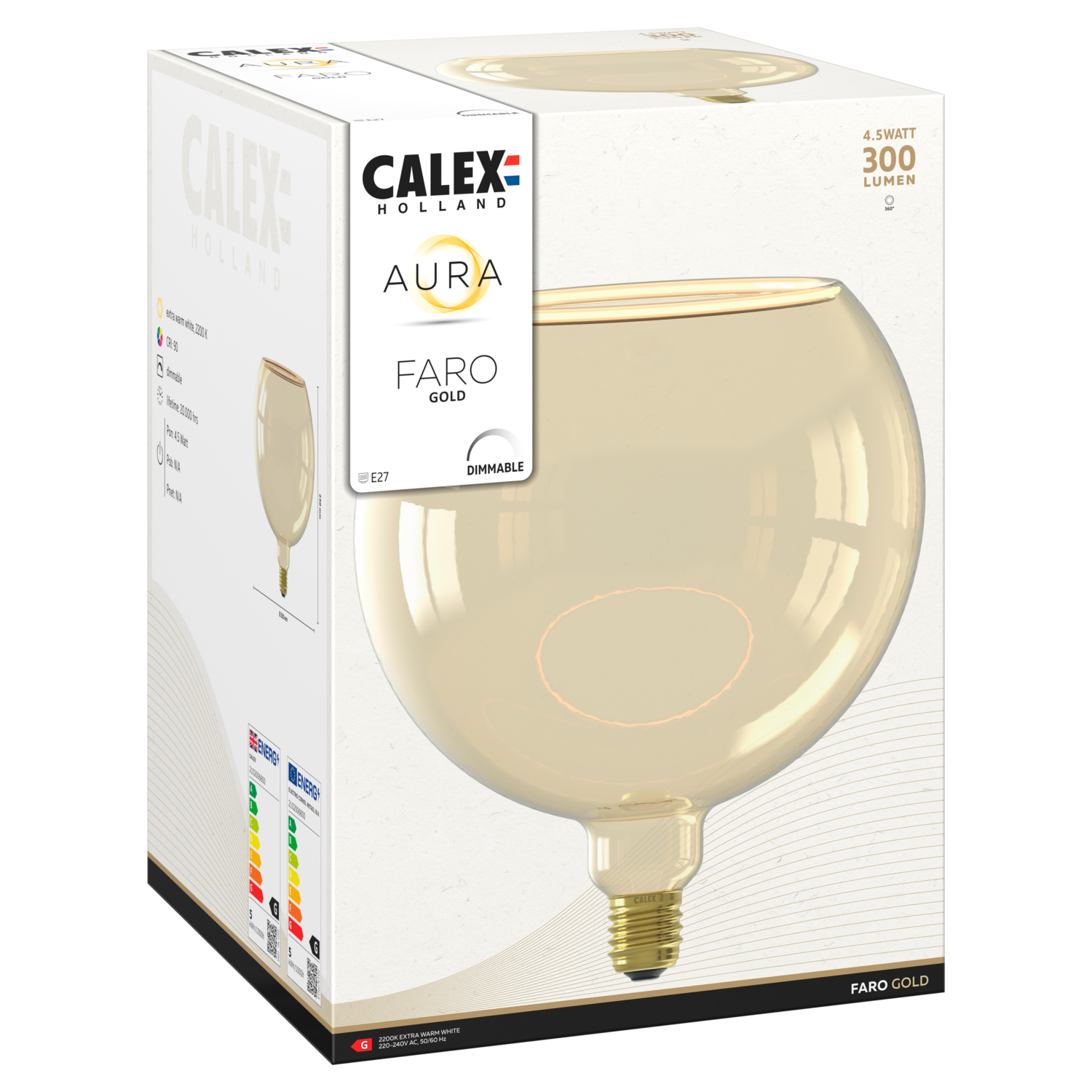 Calex Calex UK - Aura Faro - G200 - Gold - Straight Filament - E27 - 4.5W