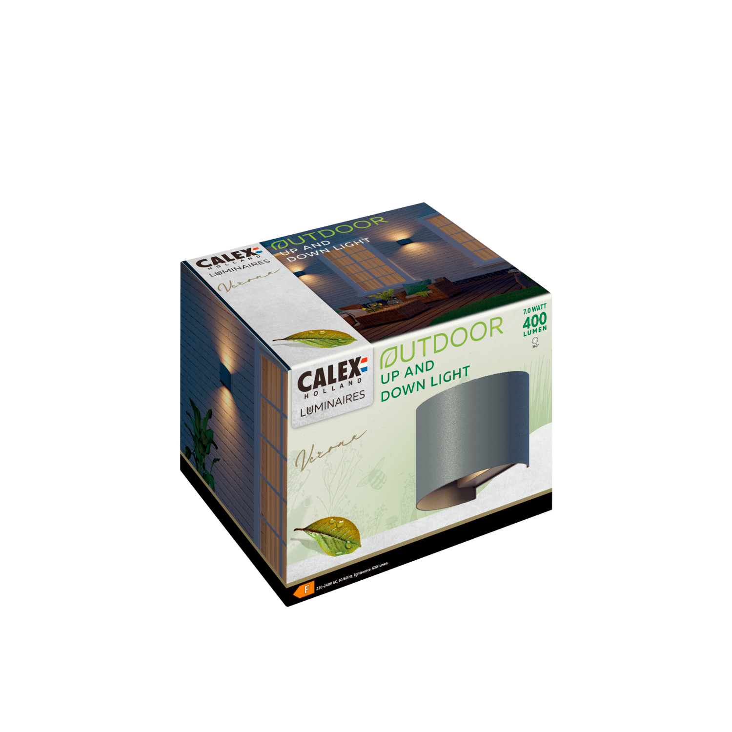 Calex Calex Verona LED Wall Light Oval - Up & Down - Anthracite