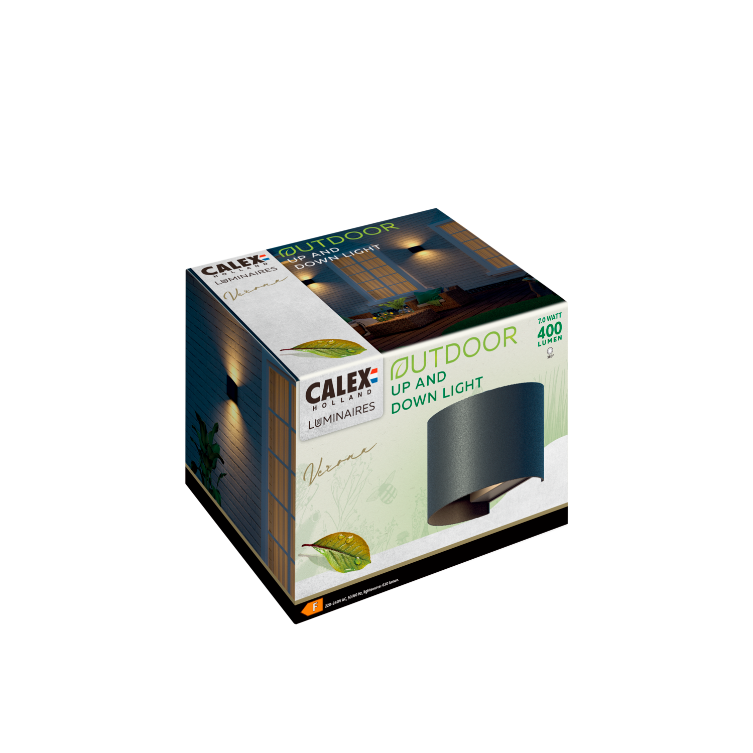 Calex Calex Verona LED Wall Light Oval - Up & Down - Black
