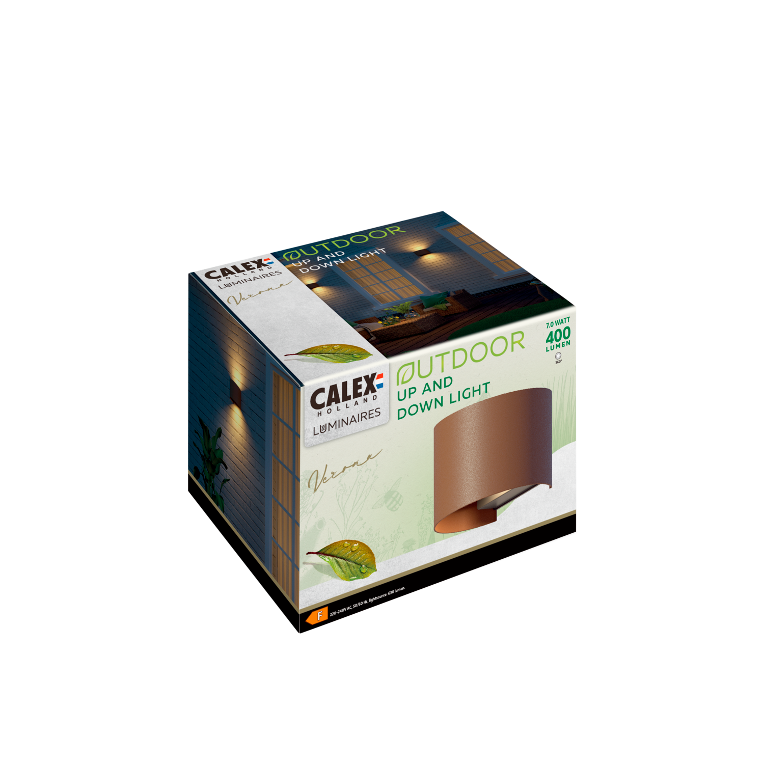 Calex Calex Verona LED Wall Light Oval - Up & Down - Rust