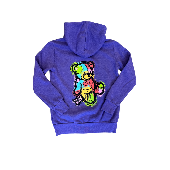 california vintage Bear W Zip Up Hoodie Purple