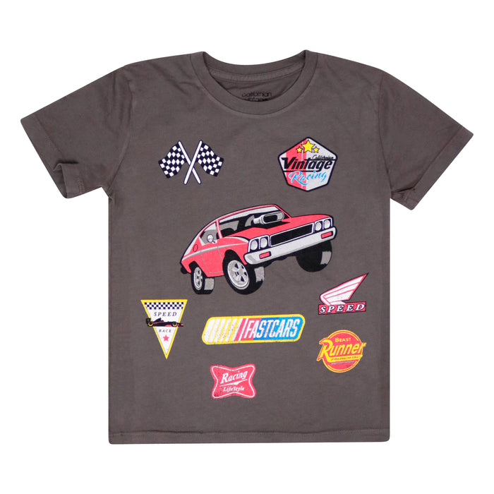 california vintage Fast Car Tee Charcoal