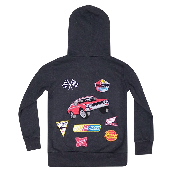 california vintage Fast Car Zip Up Hoodie Charcoal